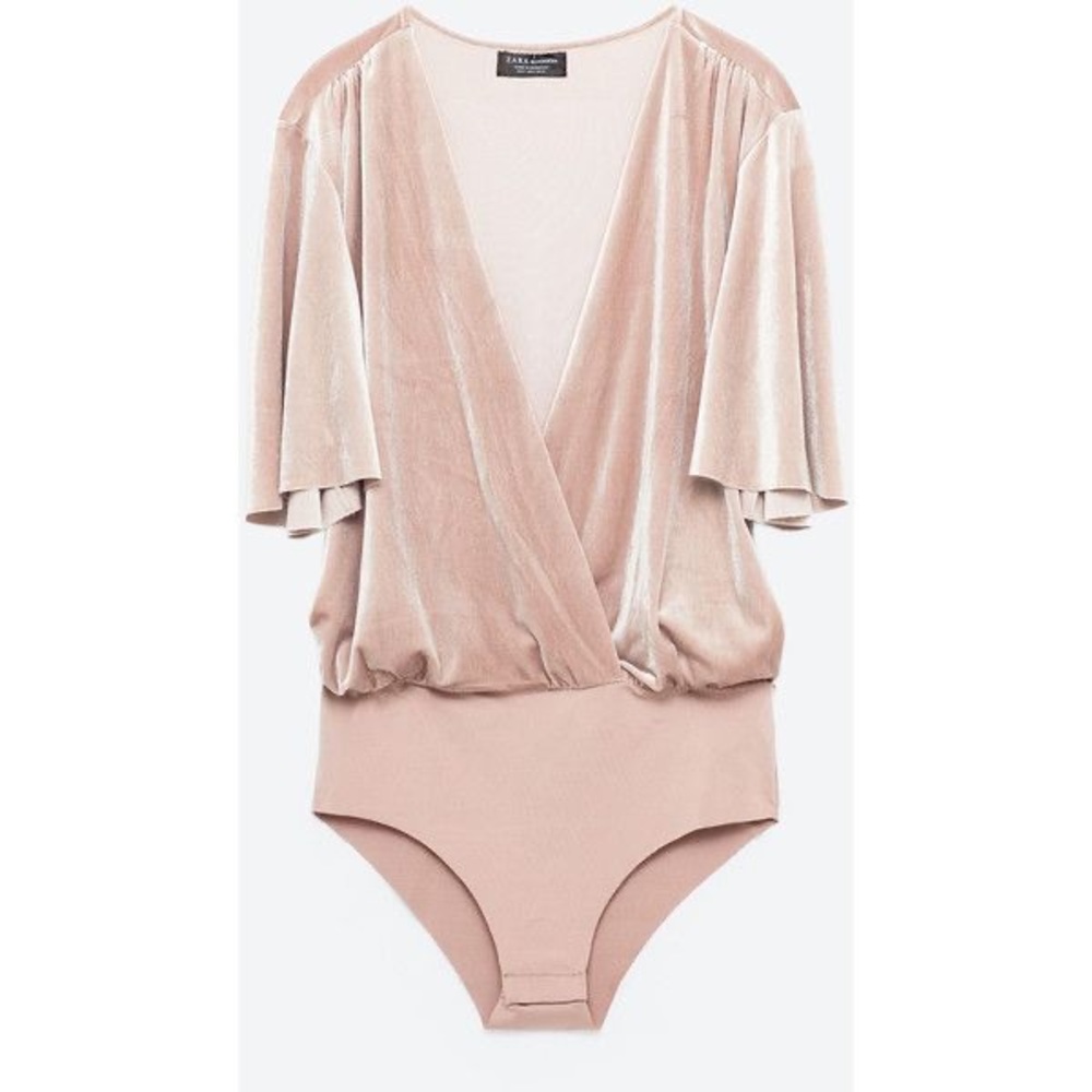 Zara Special Edition Draped Velvet Bodysuit